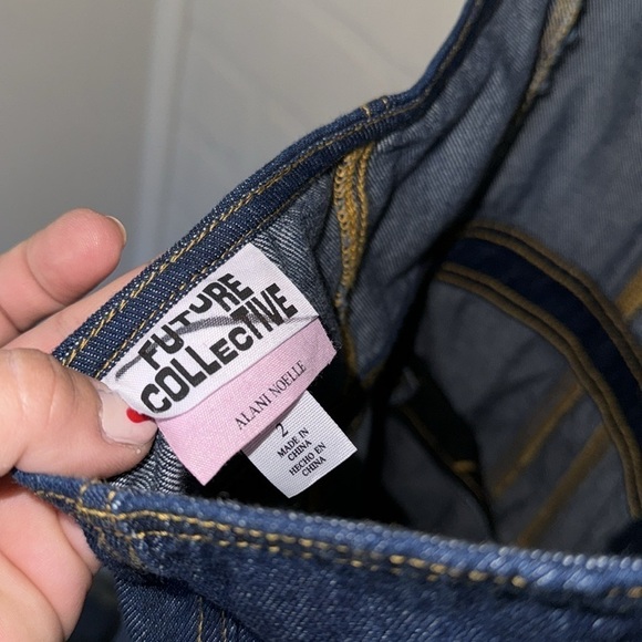 Future Collective dress Alani Noelle halter mini dark denim open back 2 - Picture 7 of 10